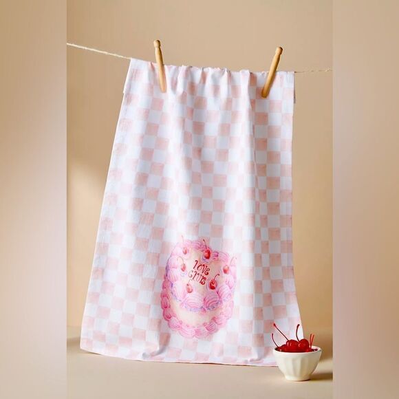 Anthropologie Stephanie Tara Love Club Dish Towel NWT - Picture 1 of 4